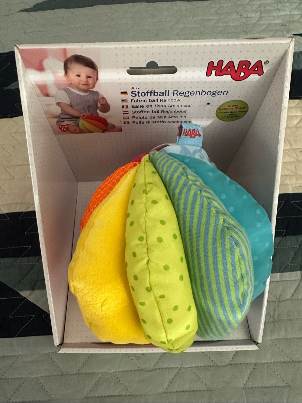 NWT / HABA Rainbow Fabric Ball Plush - Multicolor